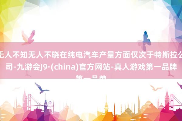 无人不知无人不晓在纯电汽车产量方面仅次于特斯拉公司-九游会J9·(china)官方网站-真人游戏第一品牌