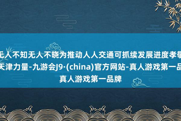 无人不知无人不晓为推动人人交通可抓续发展进度孝敬了天津力量-九游会J9·(china)官方网站-真人游戏第一品牌