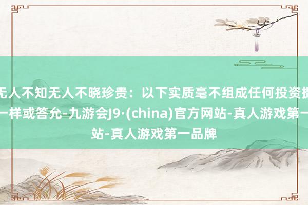 无人不知无人不晓珍贵：以下实质毫不组成任何投资提出、一样或答允-九游会J9·(china)官方网站-真人游戏第一品牌