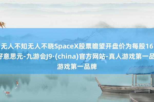 无人不知无人不晓SpaceX股票瞻望开盘价为每股163好意思元-九游会J9·(china)官方网站-真人游戏第一品牌