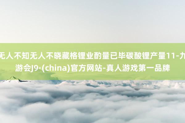 无人不知无人不晓藏格锂业酌量已毕碳酸锂产量11-九游会J9·(china)官方网站-真人游戏第一品牌